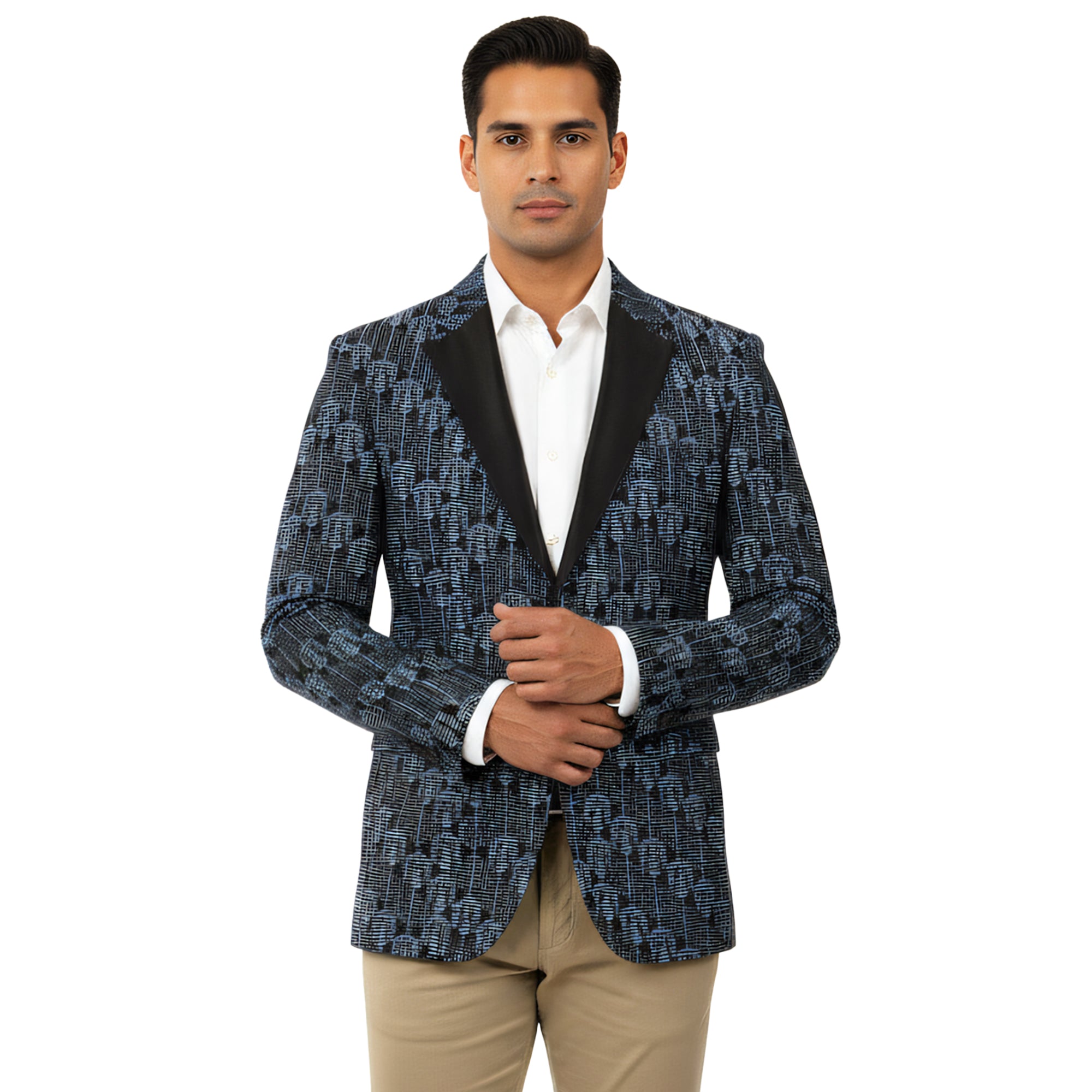 Azul / Negro Empire Show Blazers Chaquetas de traje de cena formal para hombres ME225-01