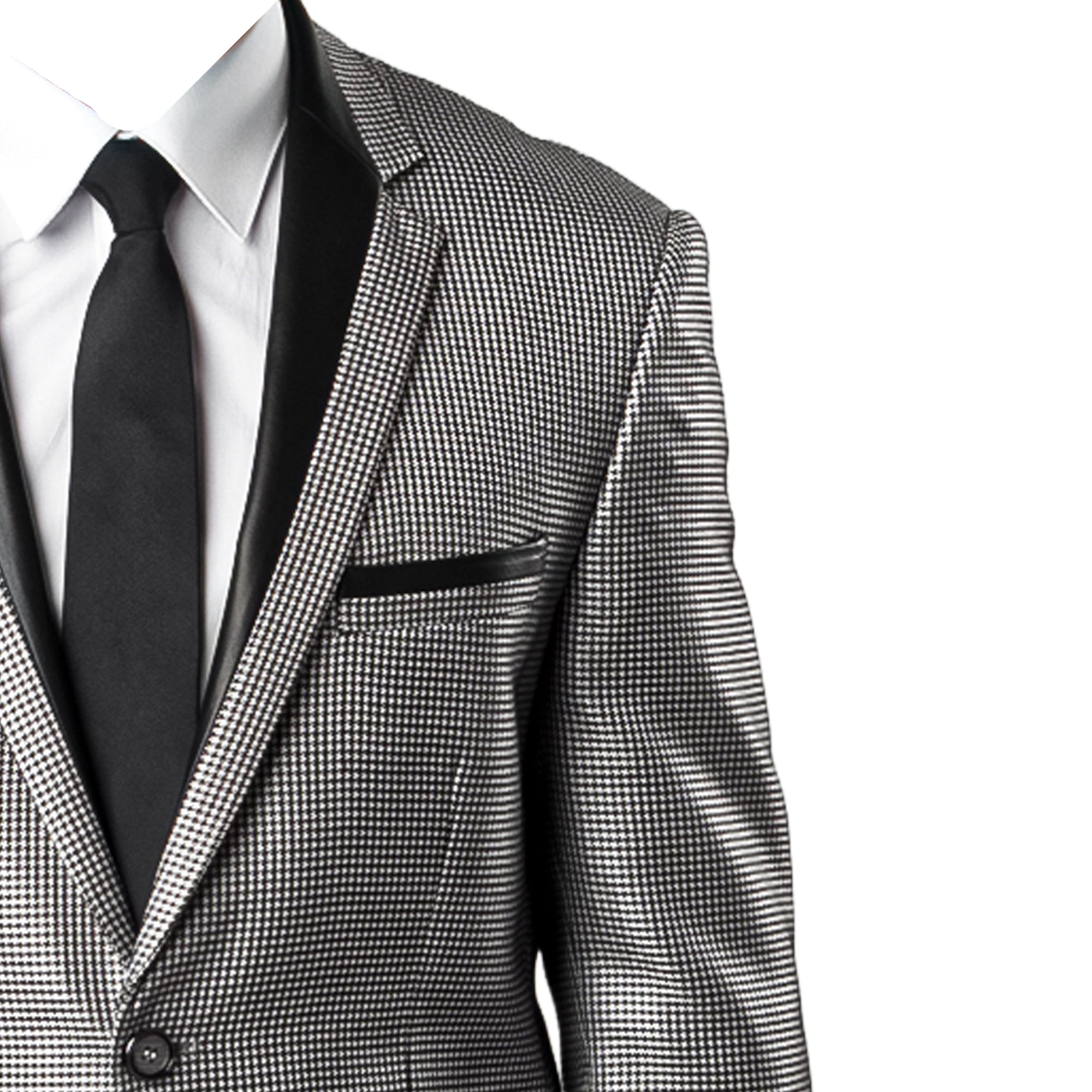 Tazzio Men’s Satin Trim Micro Houndstooth Blazer Only, Silver