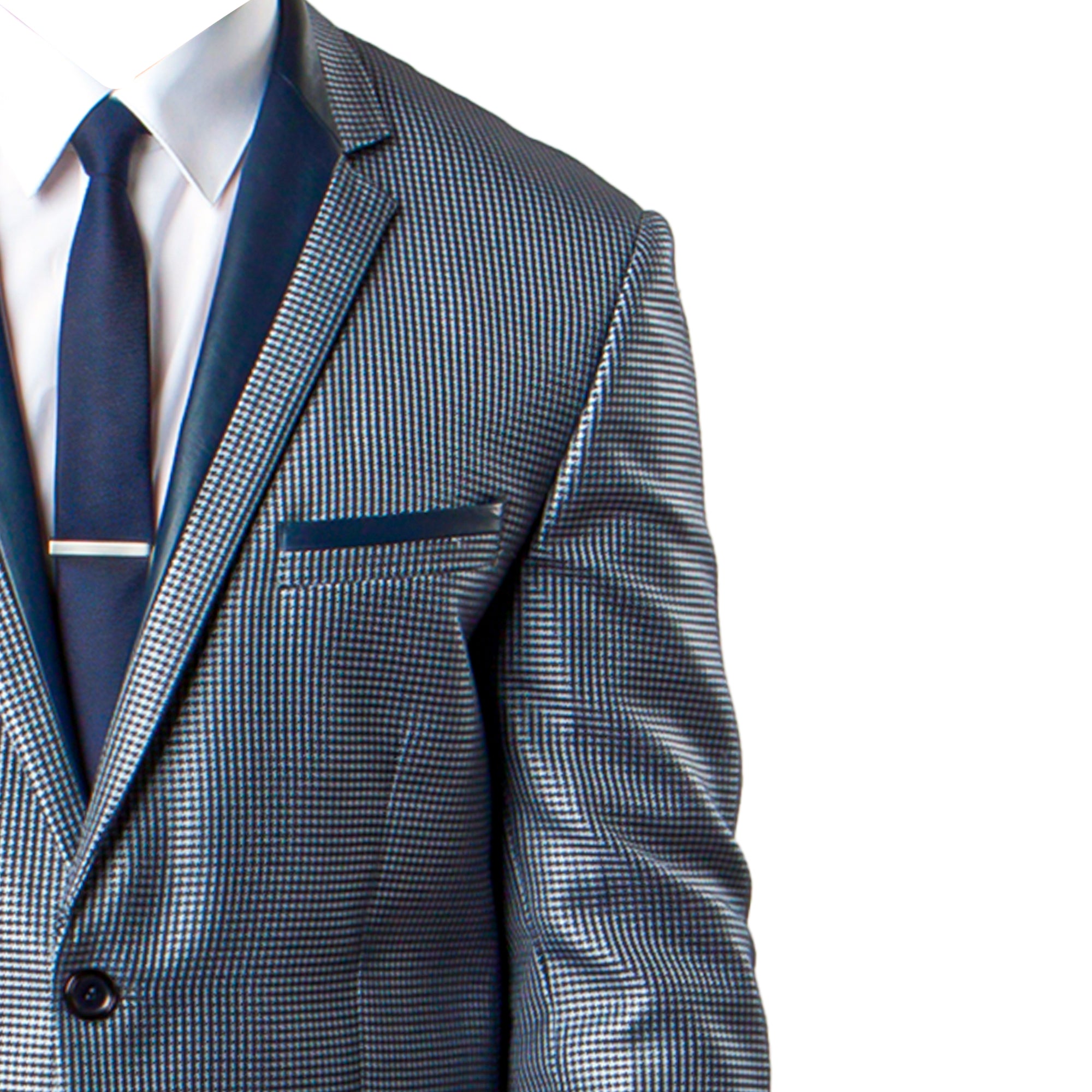 Tazzio Men’s Satin Trim Micro Houndstooth Blazer Only, Blue