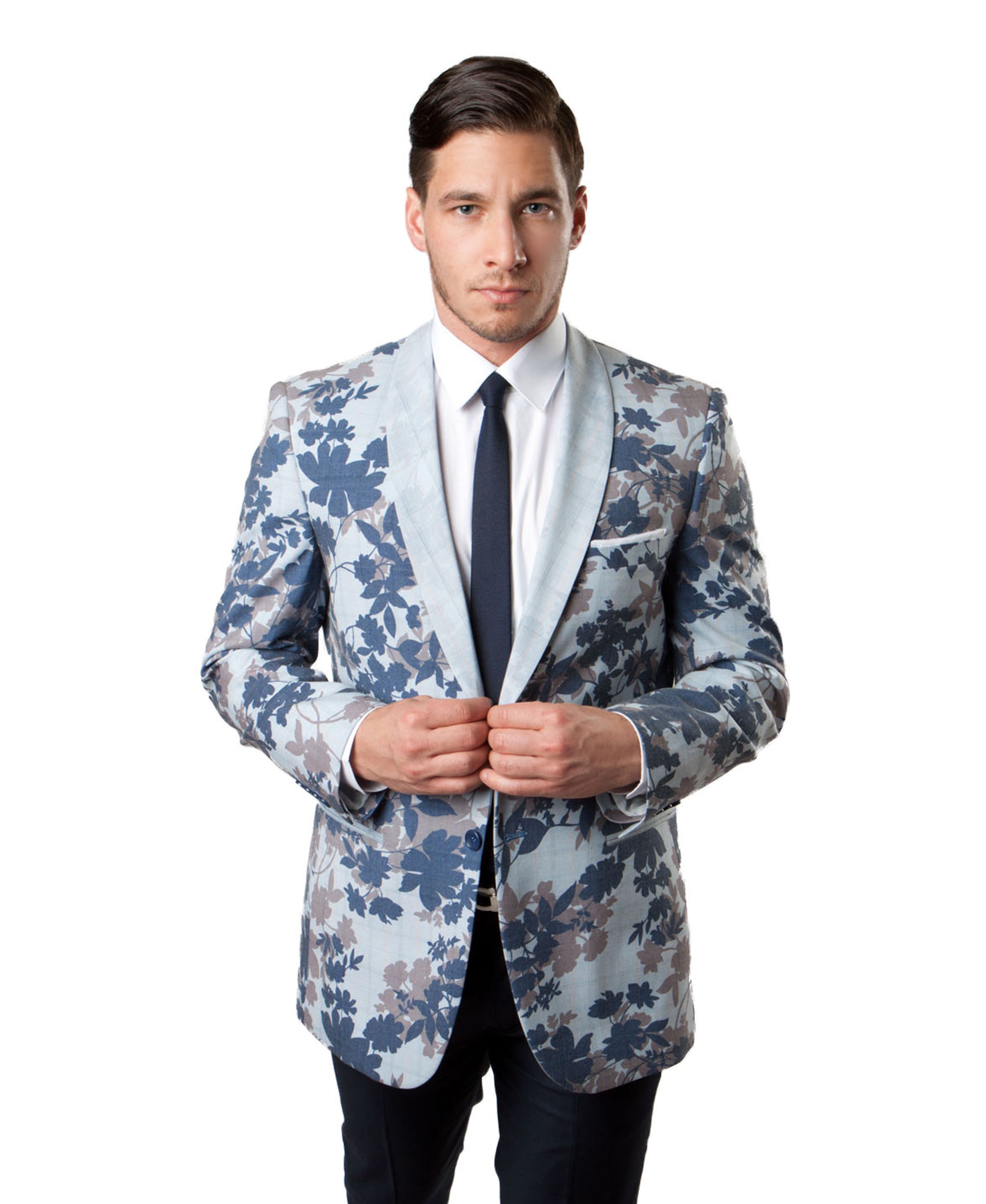 Men's Jacket Floral Pattern Satin Shawl Collar Blazer For All Ocassions