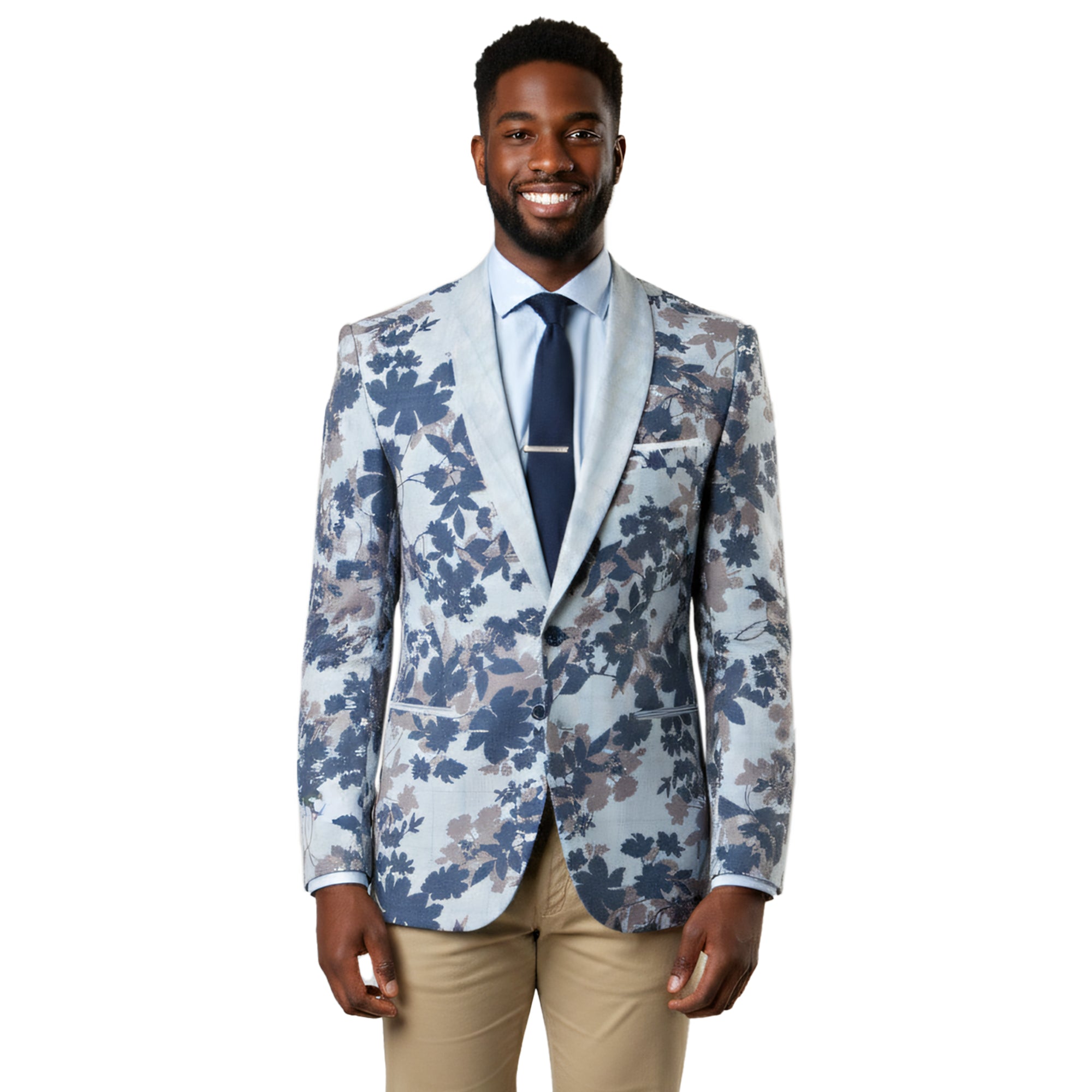 Tazzio Santorini Floral Statement Blazer Only, Blue/Brown