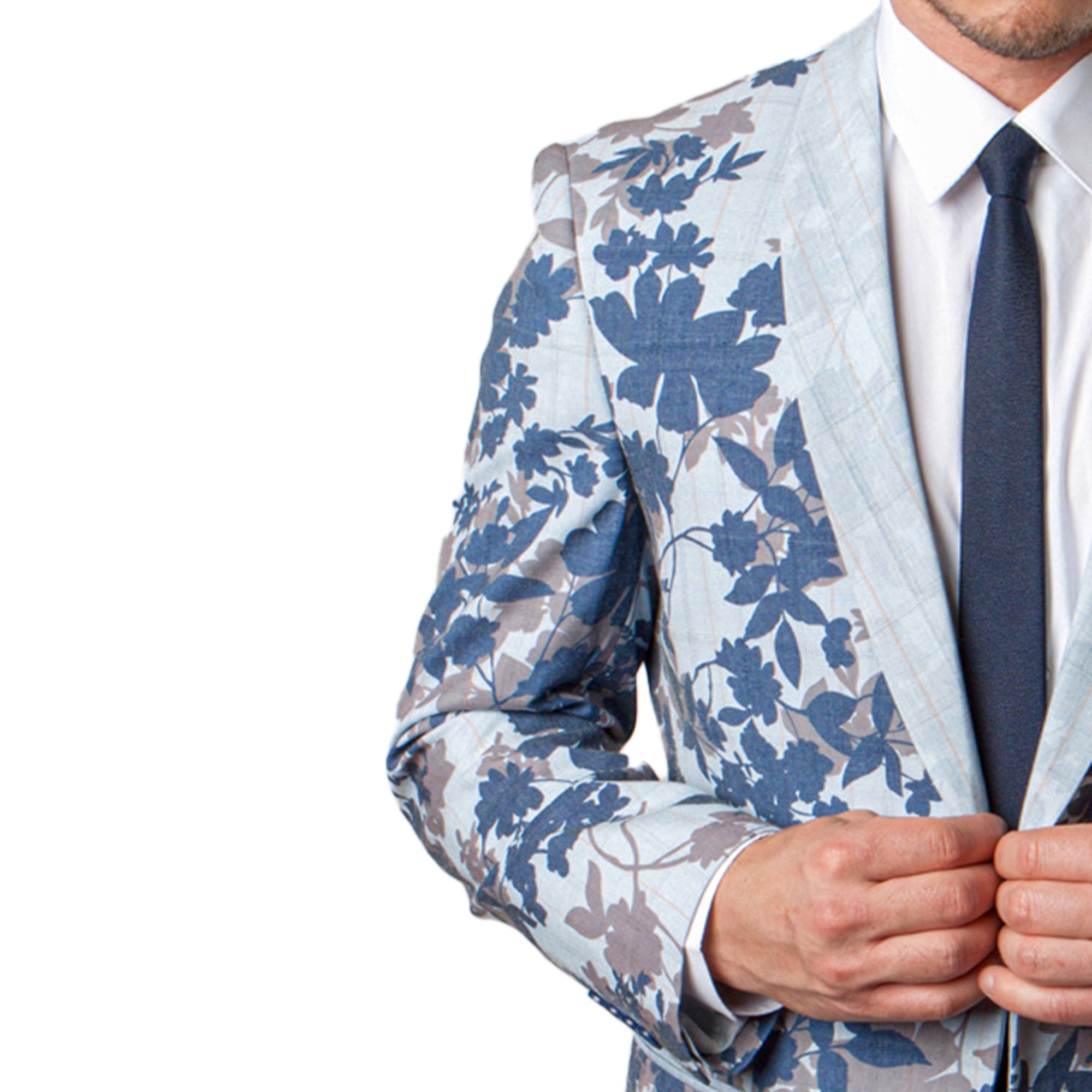 Tazzio Santorini Floral Statement Blazer Only, Blue/Brown