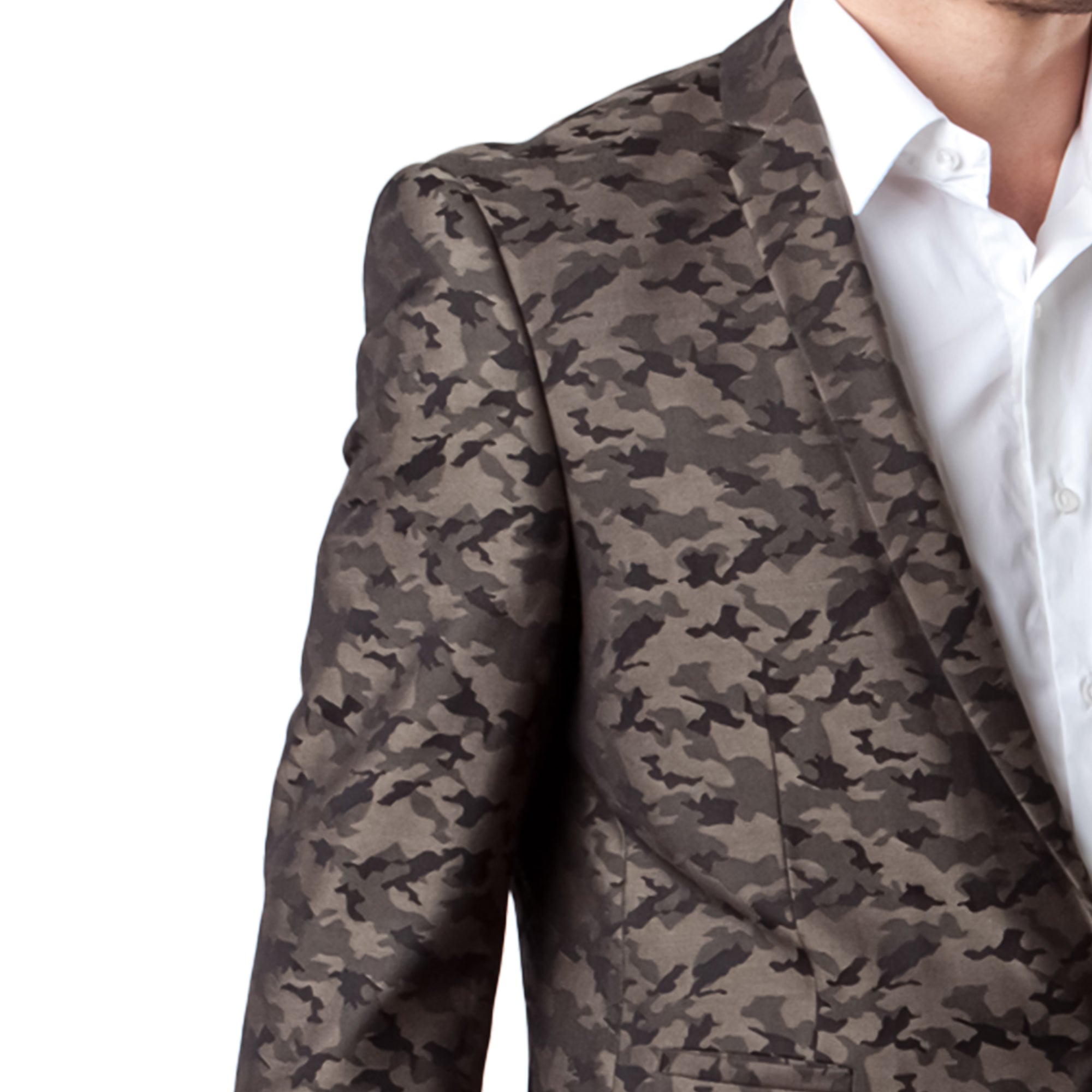 Tazzio Camouflage Mens Slim Fit Blazer Jacket, Brown