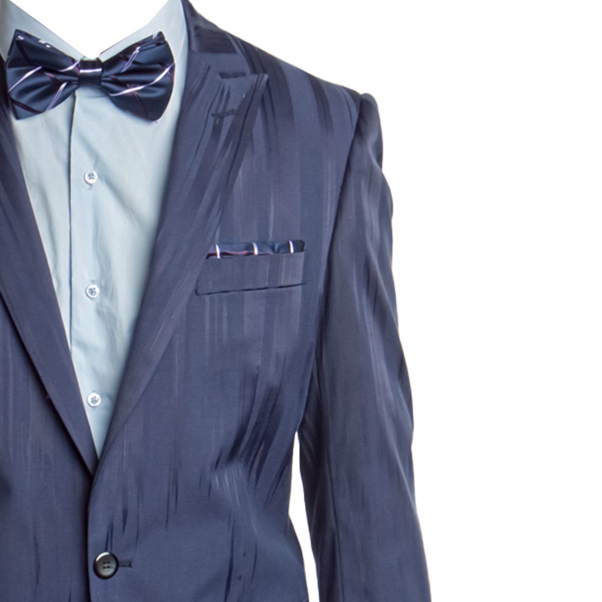 Mens Jacket Peak Lapel Jacket With Striped Pattern, Blue