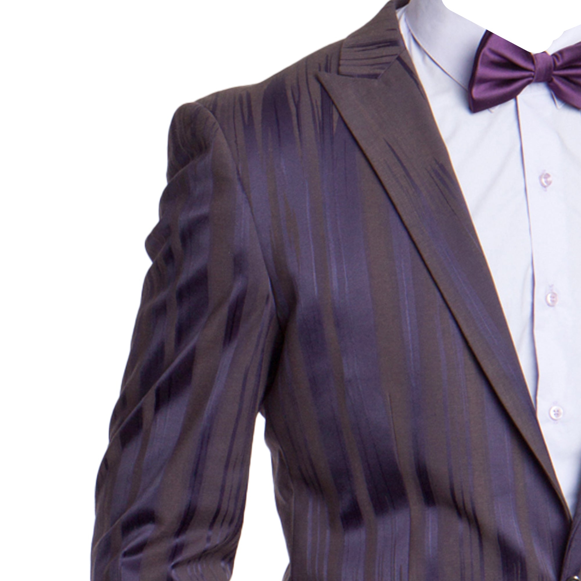 Mens Jacket Peak Lapel Jacket With Striped Pattern, Purple