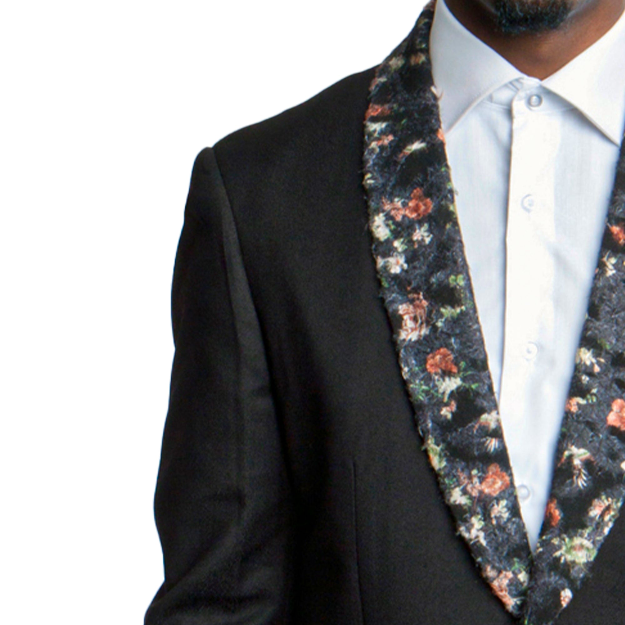 Tazzio Floral Velvet Shawl Lapel Modern Fit Blazer