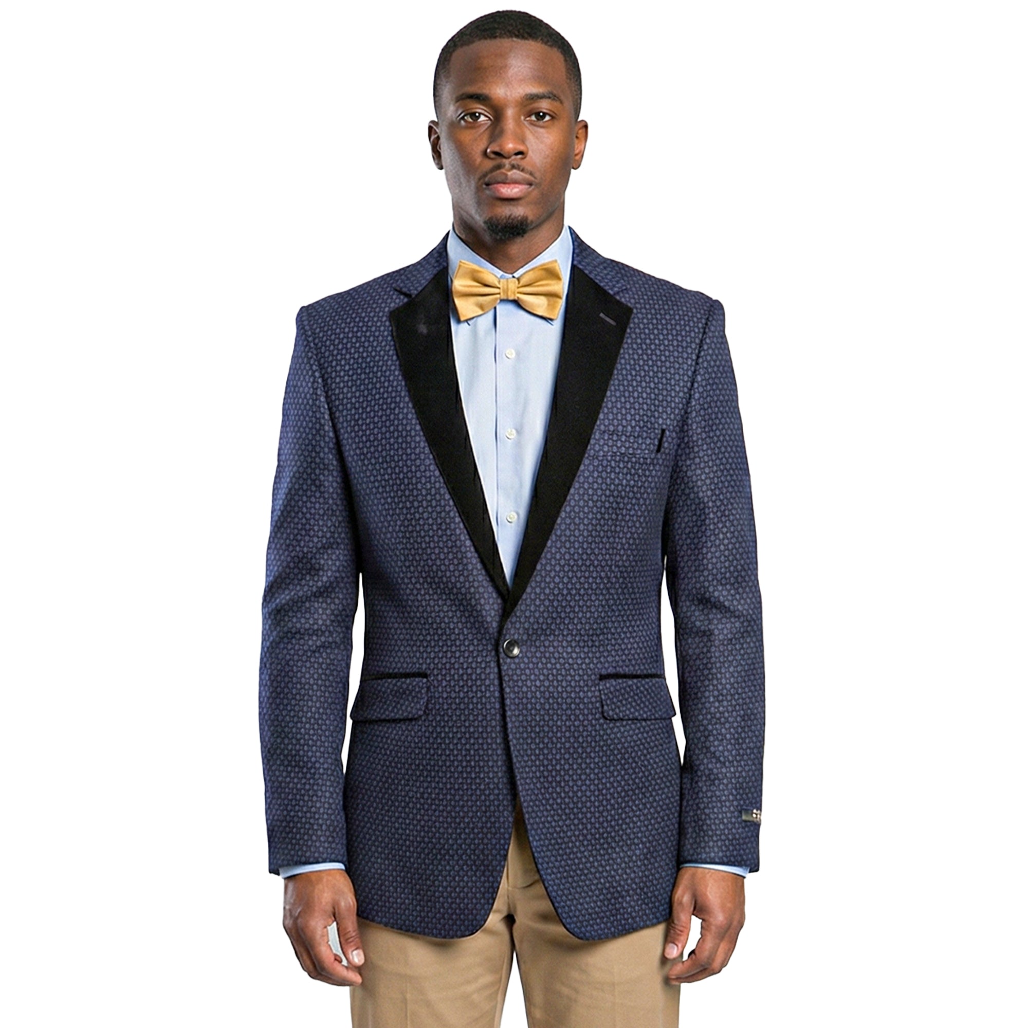 Men’s Rounded Puppytooth Jacquard Velvet Lapel Modern Fit Jacket