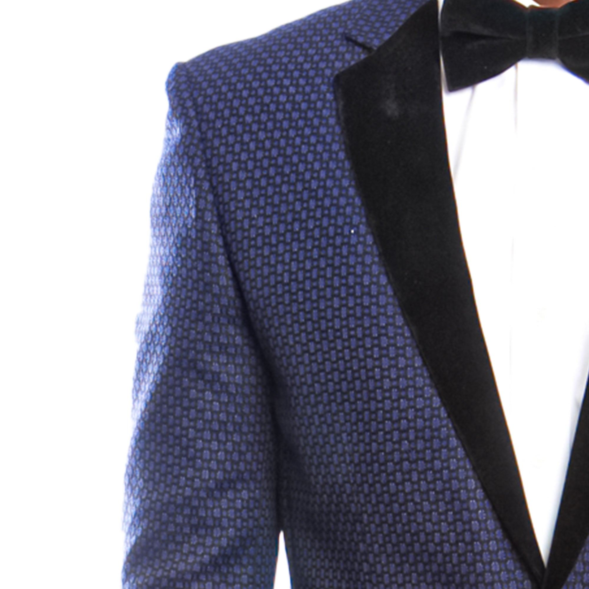 Men’s Rounded Puppytooth Jacquard Velvet Lapel Modern Fit Jacket