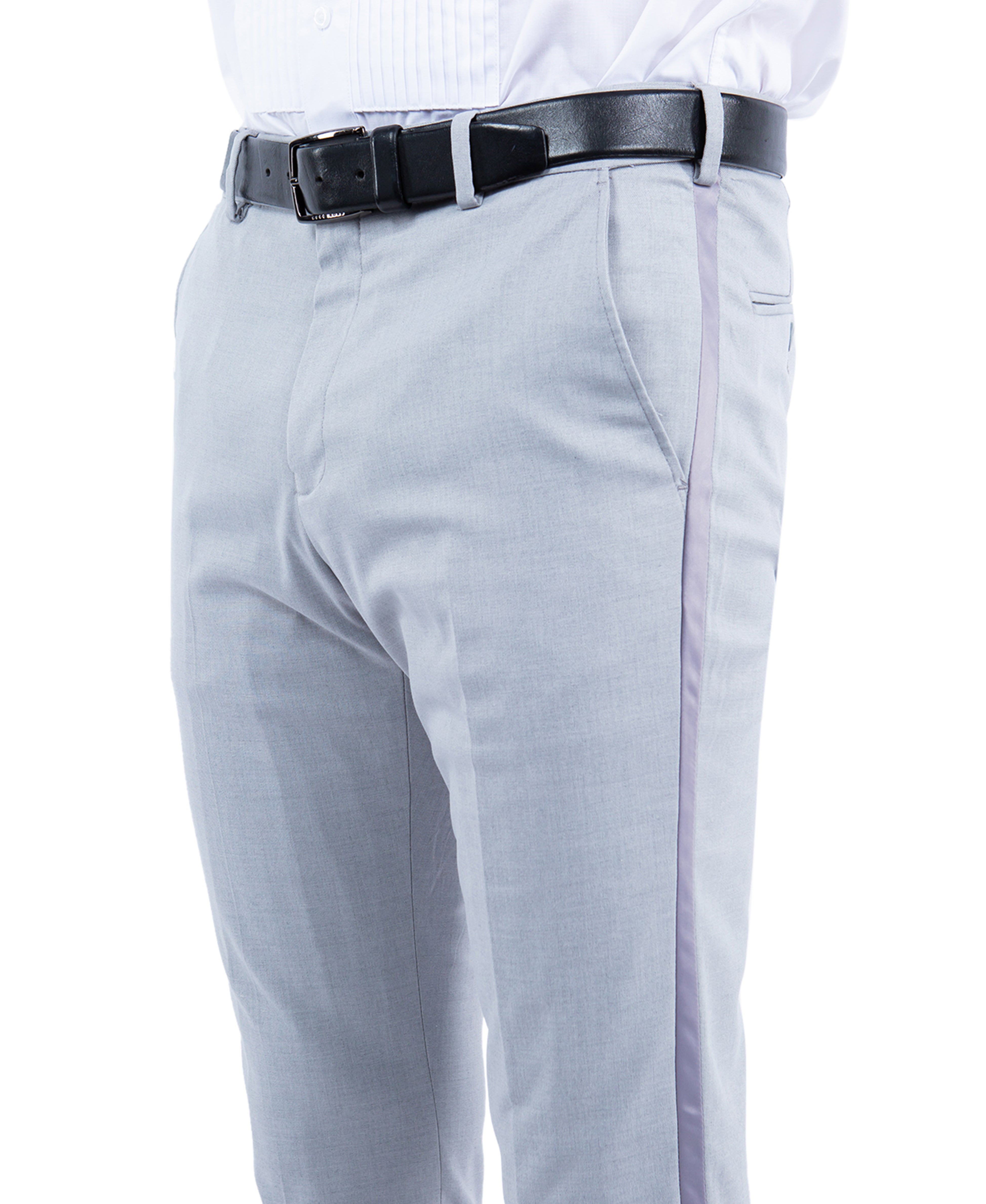 Zegarie Slim Fit Tuxedo Separates Pants, Grey w/ Satin Trim