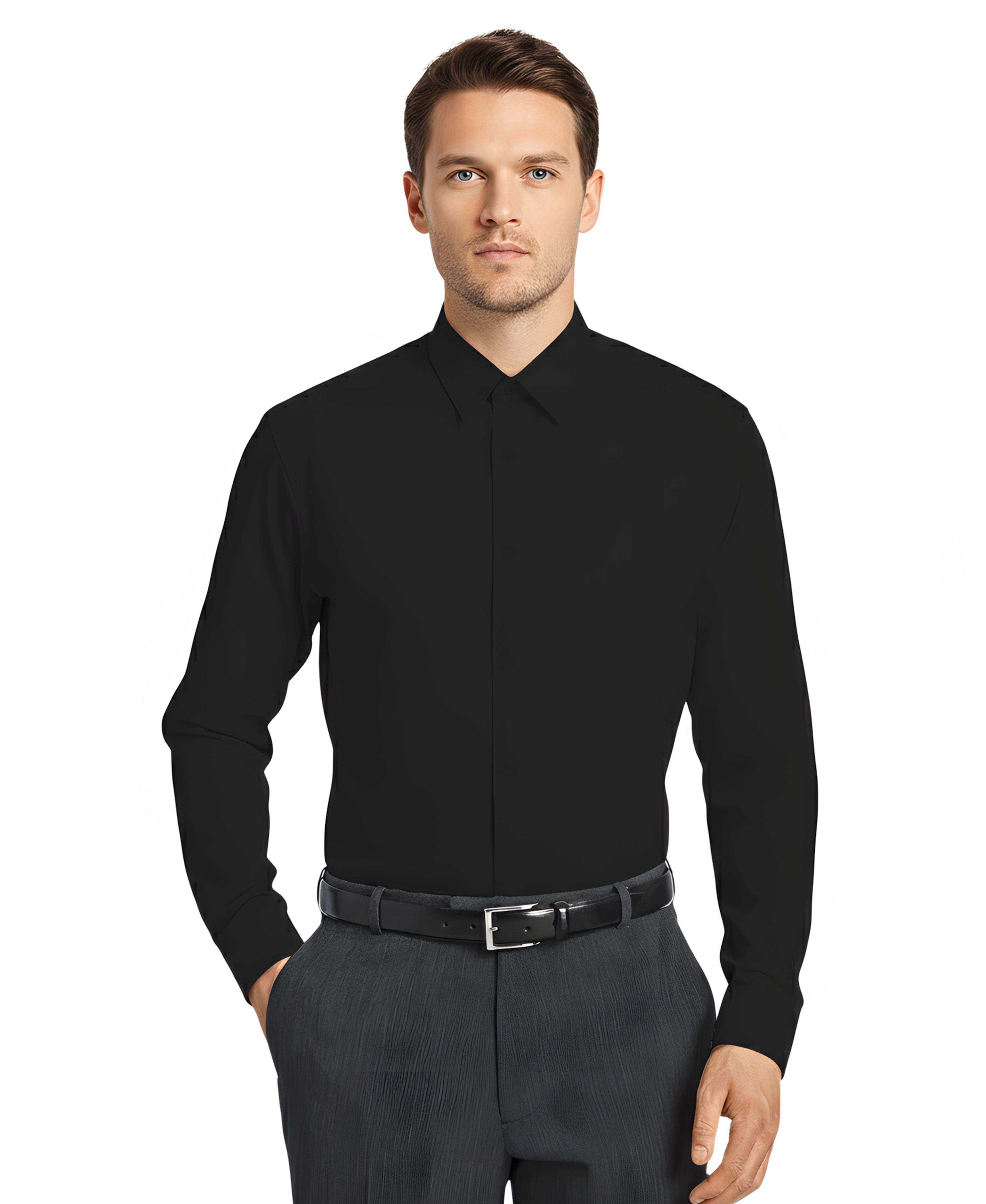 Modern Fit Long Sleeve Dress Shirt – Essential Wrinkle-Resistant Button-Down for Business, Formal, and Professional Wear