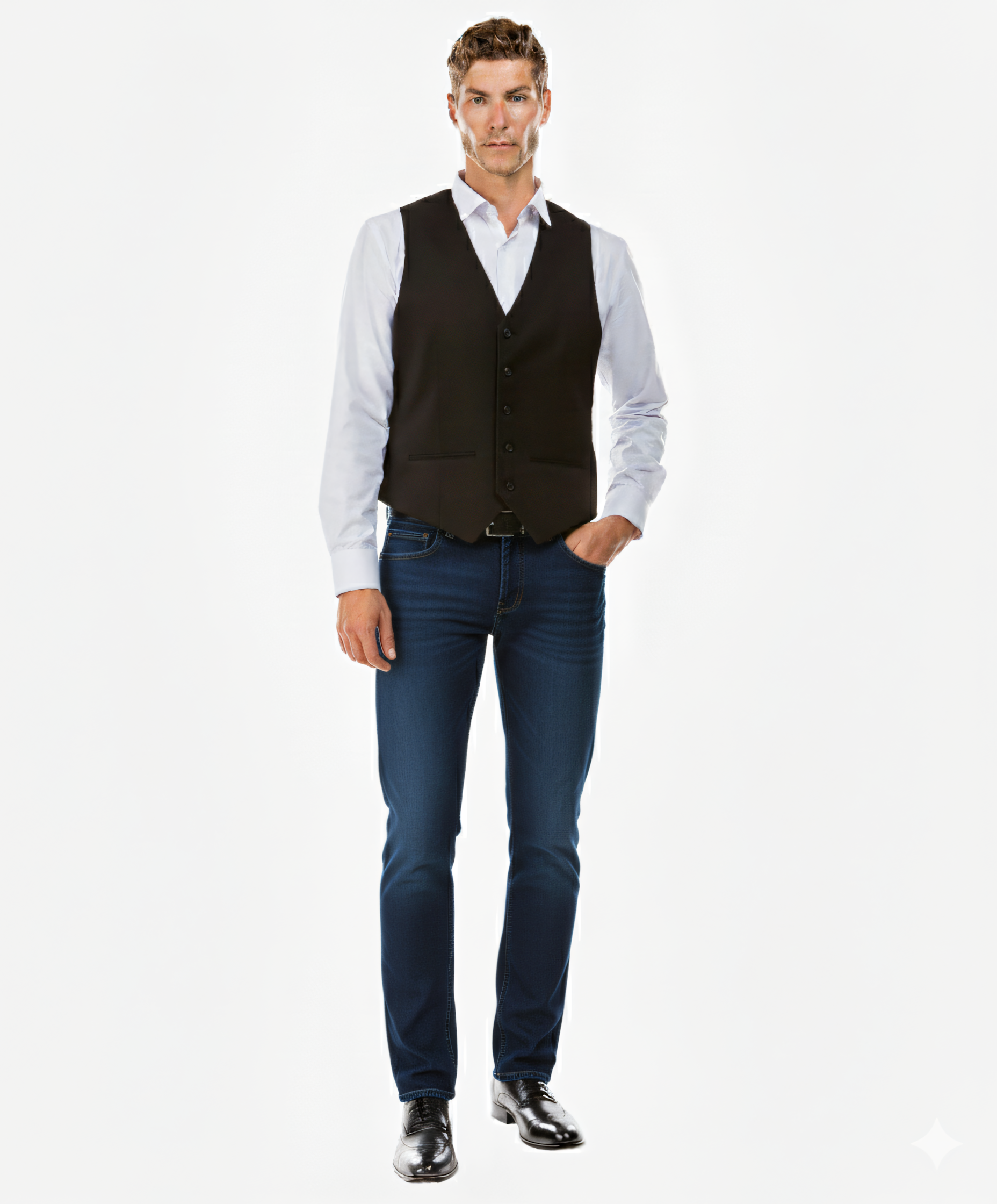 ZeGarie Men's Waistcoat Tailored Fit Vest Only – V-Neck – Formal Event