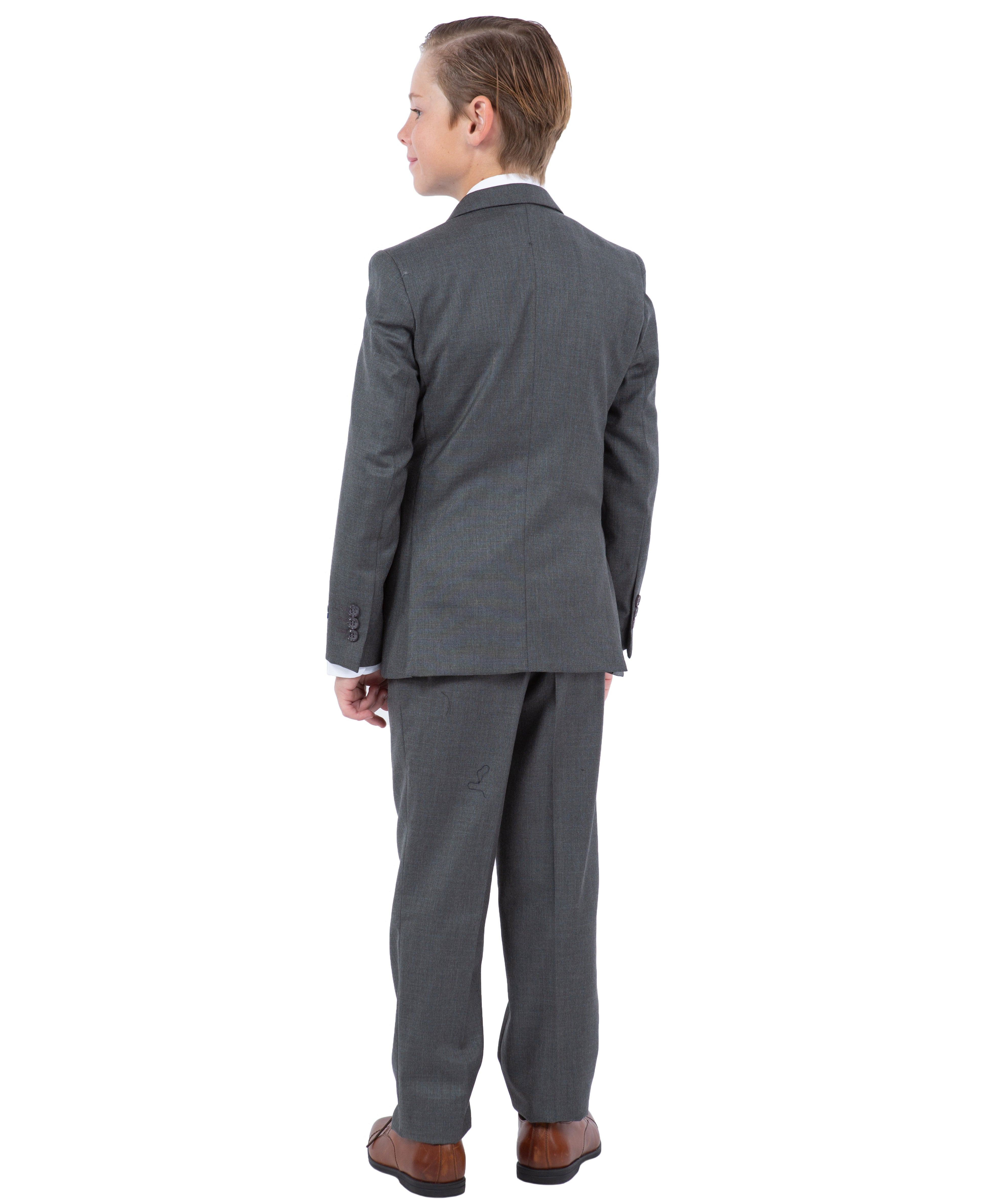 Sharkskin-5pc Suit, Grey Slate Perry Ellis