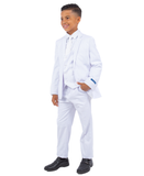 Perry Ellis Slim Fit Boys Suit 5-Piece Set (Sizes 2-20), White