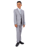 Perry Ellis Slim Fit Boys Suit 5-Piece Set (Sizes 2-20), Light Gray