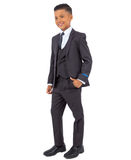 Perry Ellis Slim Fit Boys Suit 5-Piece Set (Sizes 2-20), Dark Gray