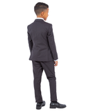 Perry Ellis Slim Fit Boys Suit 5-Piece Set (Sizes 2-20), Dark Gray