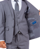 Perry Ellis Slim Fit Boys Suit 5-Piece Set (Sizes 2-20), Mid Gray
