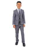 Perry Ellis Slim Fit Boys Suit 5-Piece Set (Sizes 2-20), Mid Gray