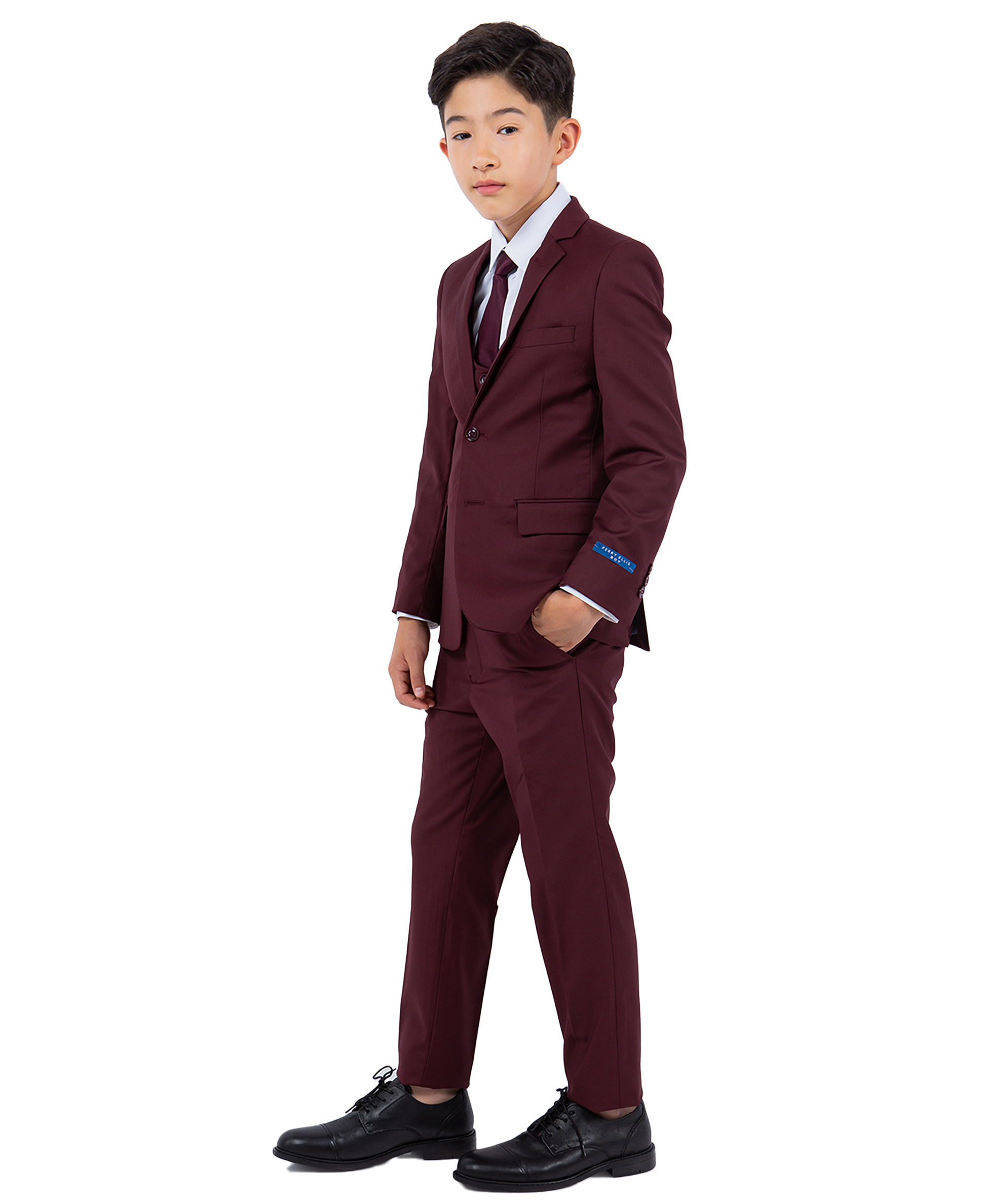 Perry Ellis Slim Fit Boys Suit 5 Piece Set Sizes 2 20 Burgundy