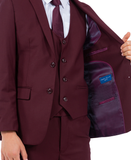 Perry Ellis Slim Fit Boys Suit 5-Piece Set (Sizes 2-20), Burgundy