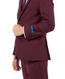 Perry Ellis Slim Fit Boys Suit 5-Piece Set (Sizes 2-20), Burgundy