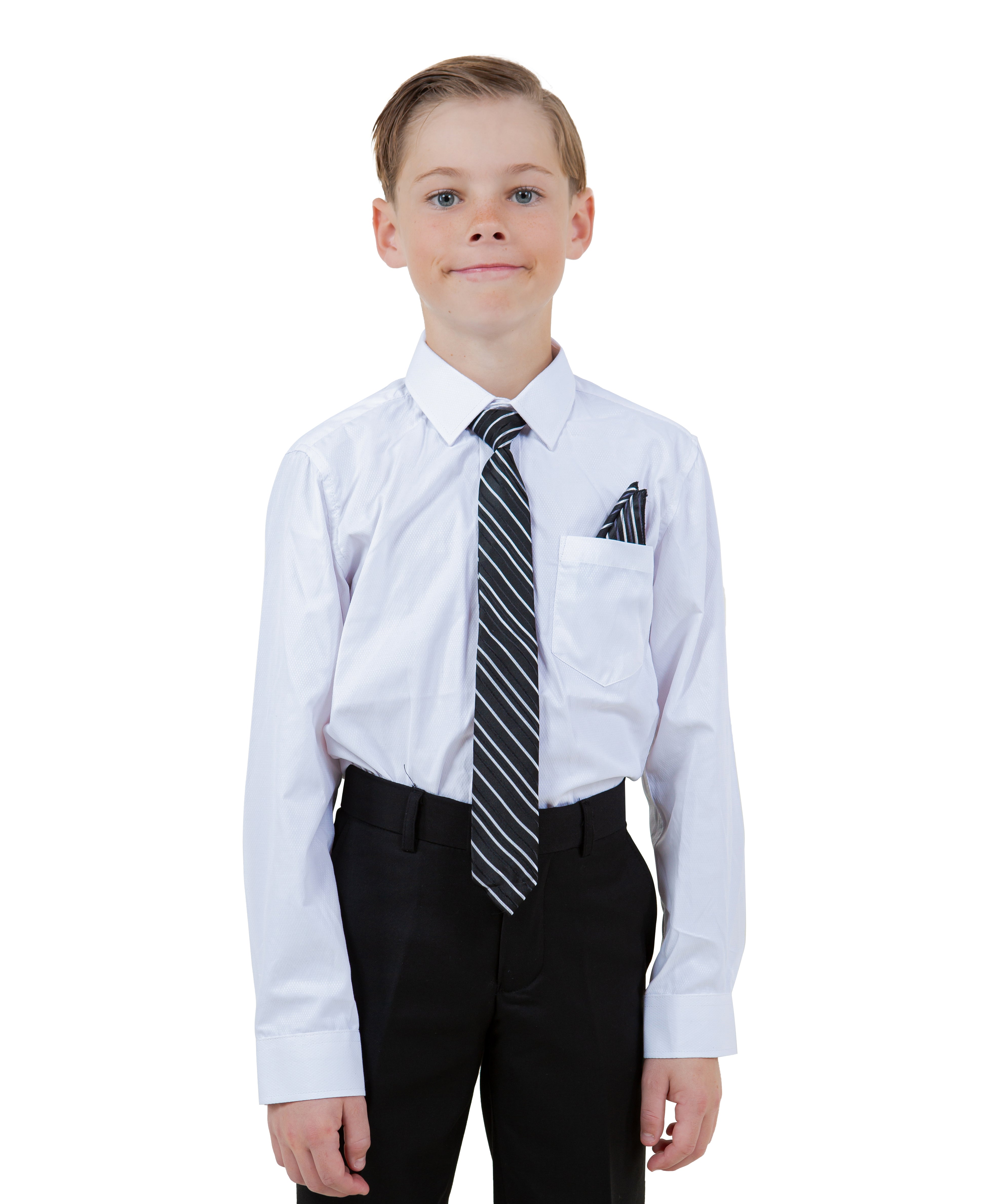 Perry Ellis Boys' Classic 2pc Premium Dress Shirt & Patterned Tie Set – Point Collar – Everyday