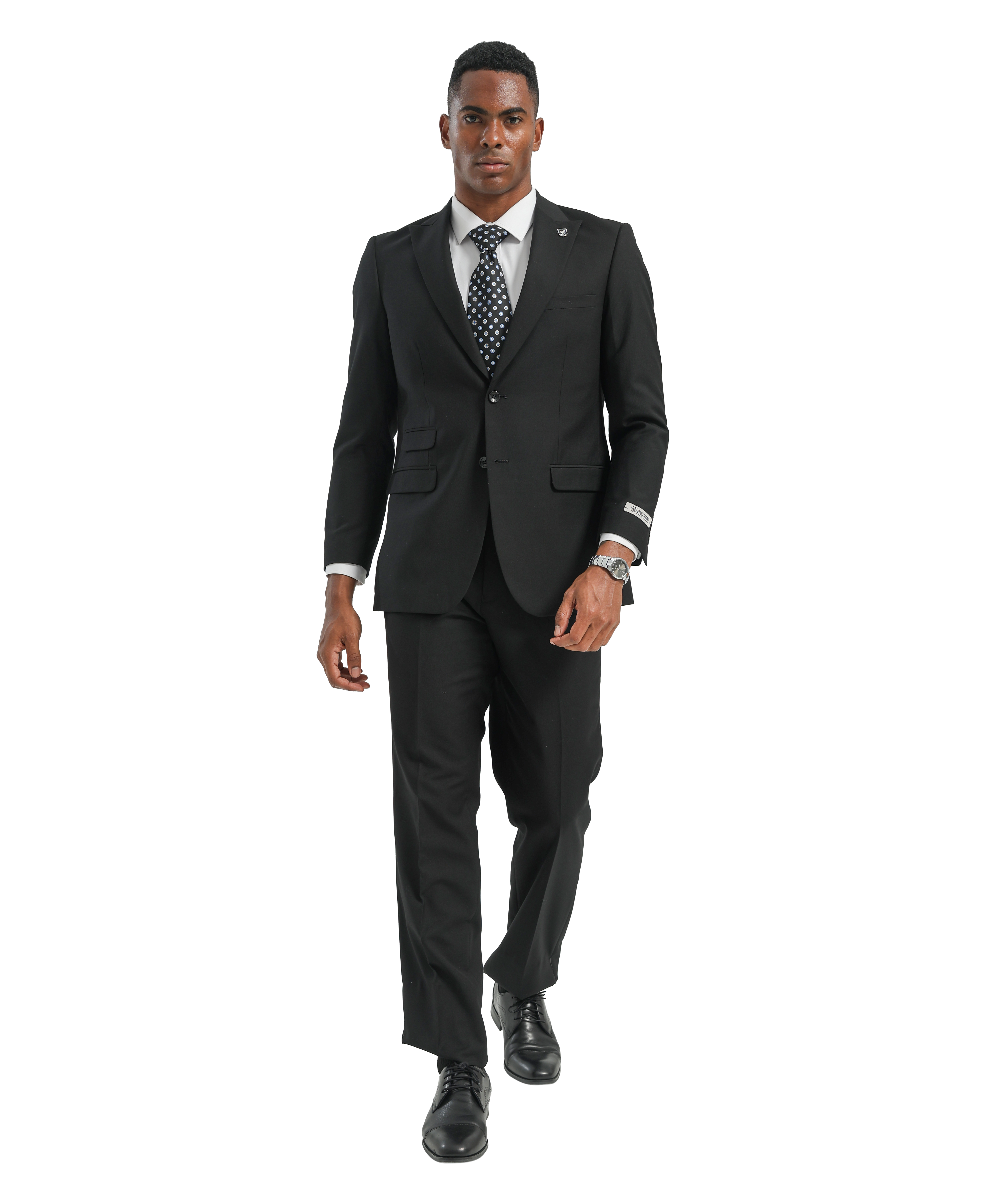 Men's Hybrid-Fit 2pc Peak Lapel Suit Set, Ticket Pocket