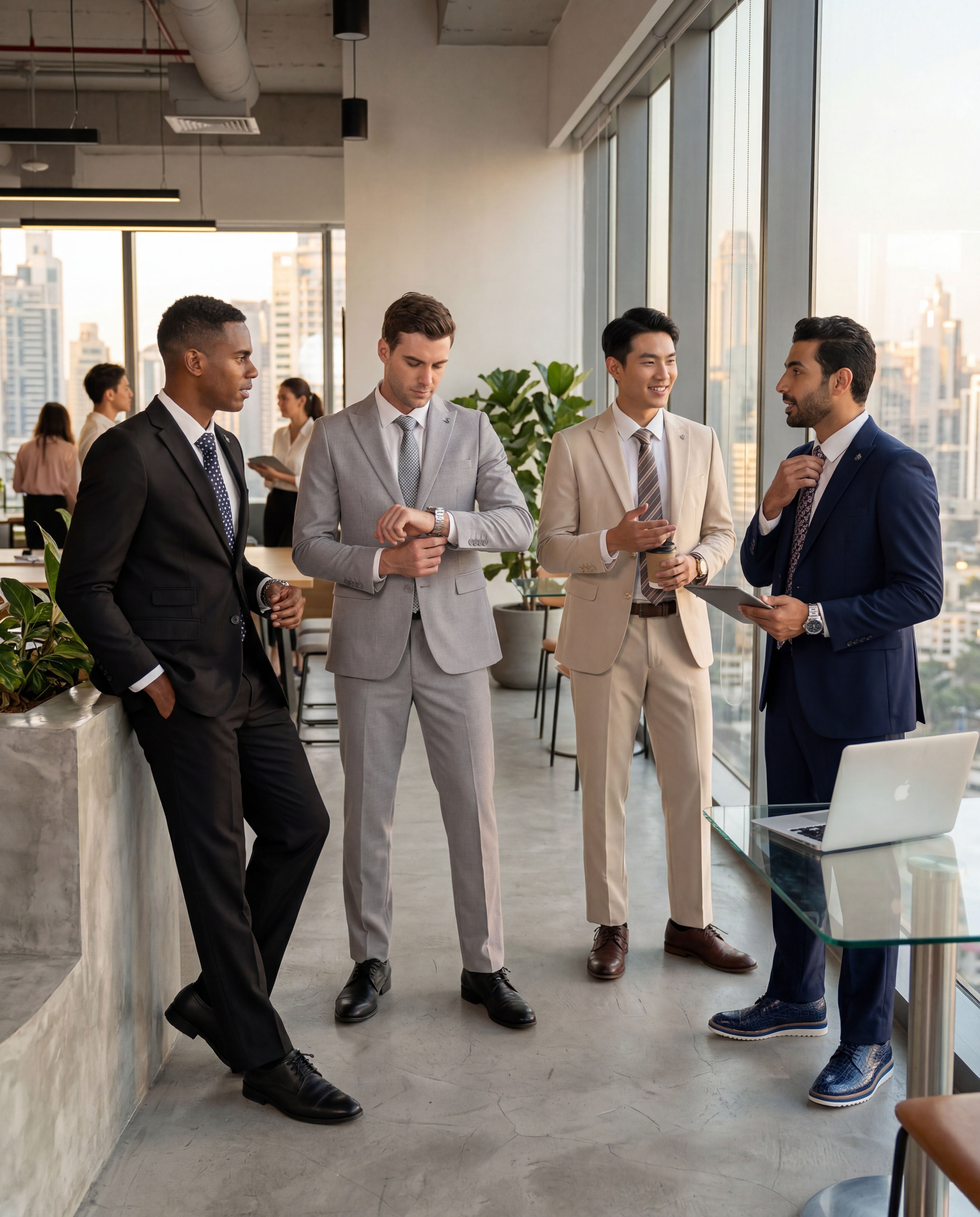 Men's Hybrid-Fit 2pc Peak Lapel Suit Set, Ticket Pocket