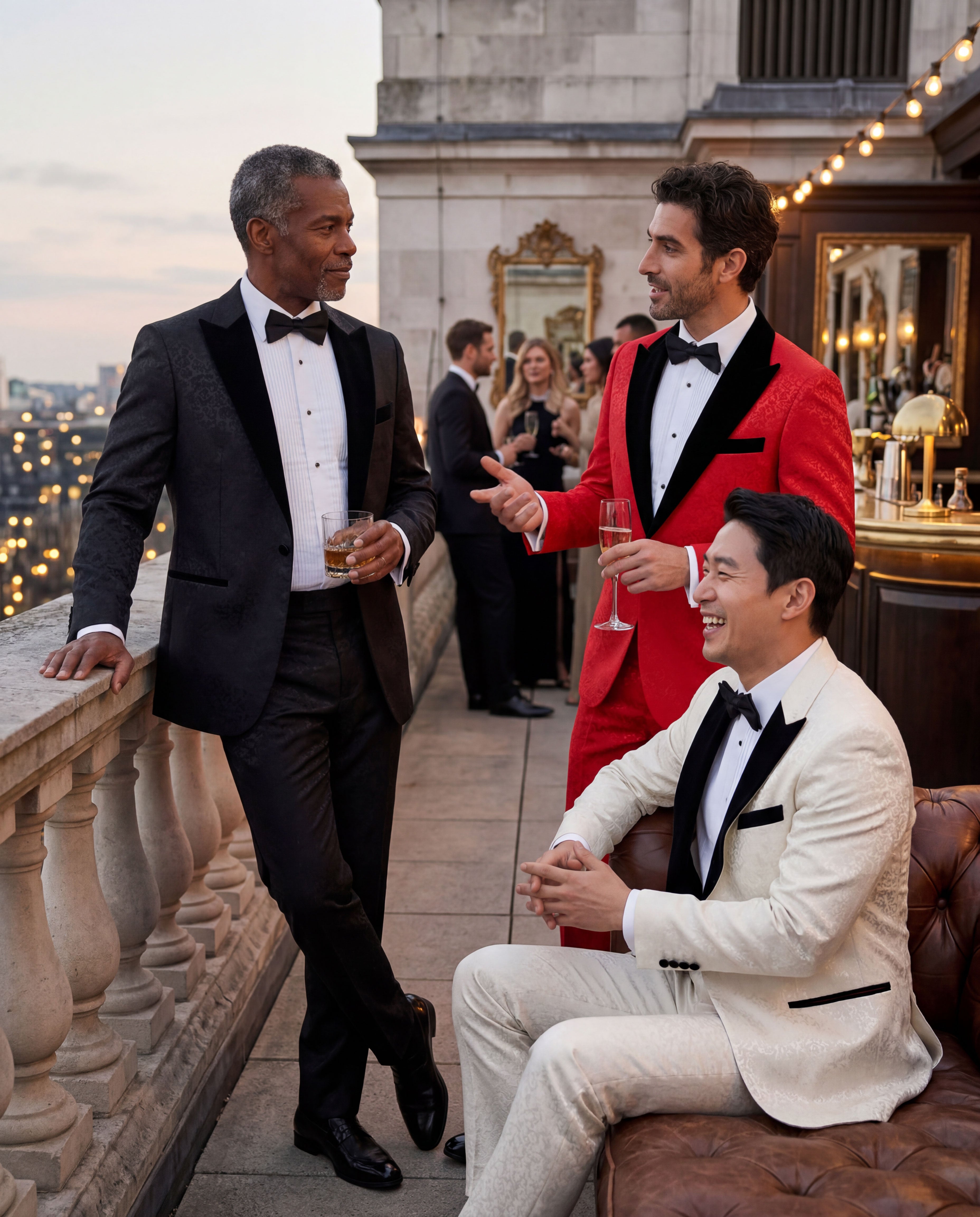 Men's Hybrid-Fit 2pc Paisley Tuxedo w/ Velvet Peak Lapel, Prom & Evening Wear