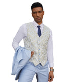 Stacy Adams Hybrid-Fit Vested Suit, Light Blue Pinstriped