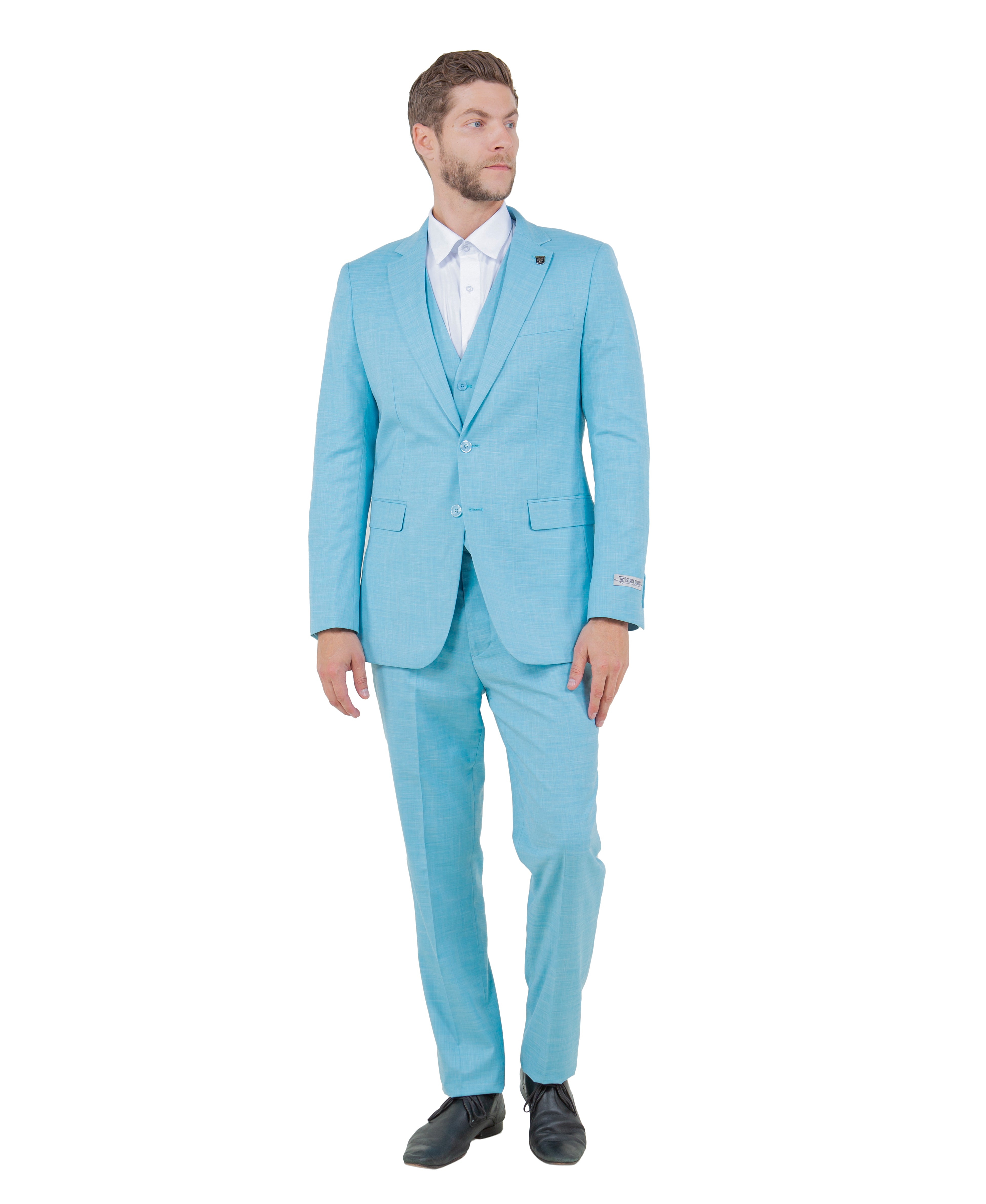 Men's Hybrid-Fit 3-Piece Sharkskin Suit Set