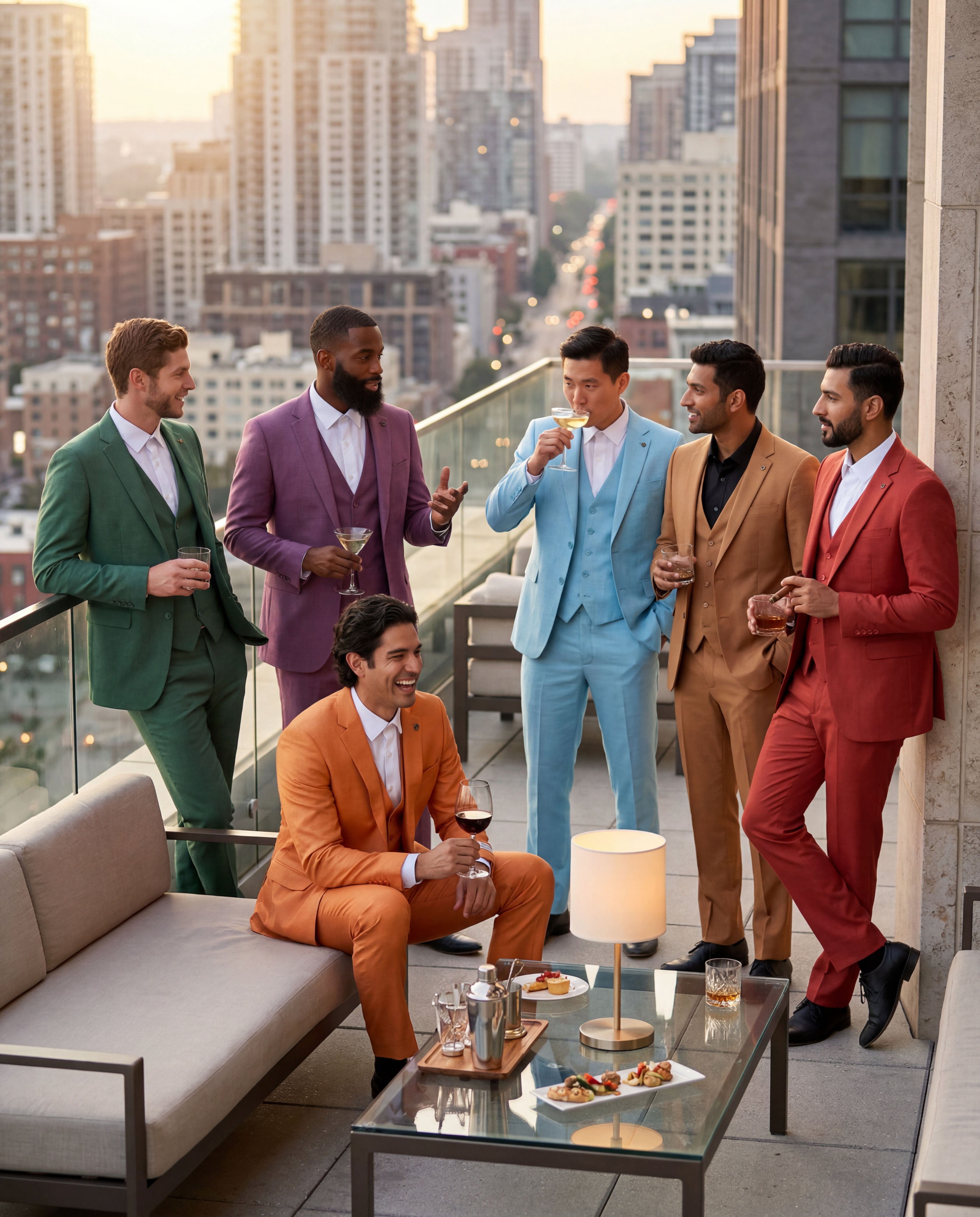 Men's Hybrid-Fit 3-Piece Sharkskin Suit Set