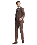Stacy Adams Hybrid-Fit Vested Suit, Brown Plaid