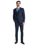 Stacy Adams Hybrid-Fit Vested Suit, Plaid Navy