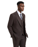 Stacy Adams Hybrid-Fit Vested Suit, Solid Brown