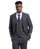 Stacy Adams Hybrid-Fit Vested Suit, Windowpane Charcoal
