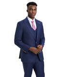 Stacy Adams Hybrid-Fit Pinstriped Suit w/ Double Breasted Vest, Blue
