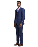 Stacy Adams Hybrid-Fit Pinstriped Suit w/ Double Breasted Vest, Blue