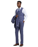 Stacy Adams Hybrid-Fit Vested Suit, Windowpane Lilac