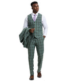 Stacy Adams Hybrid-Fit Vested Suit, Windowpane Green