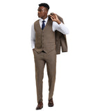 Stacy Adams Hybrid- Fit Vested Suit, Plaid Brown