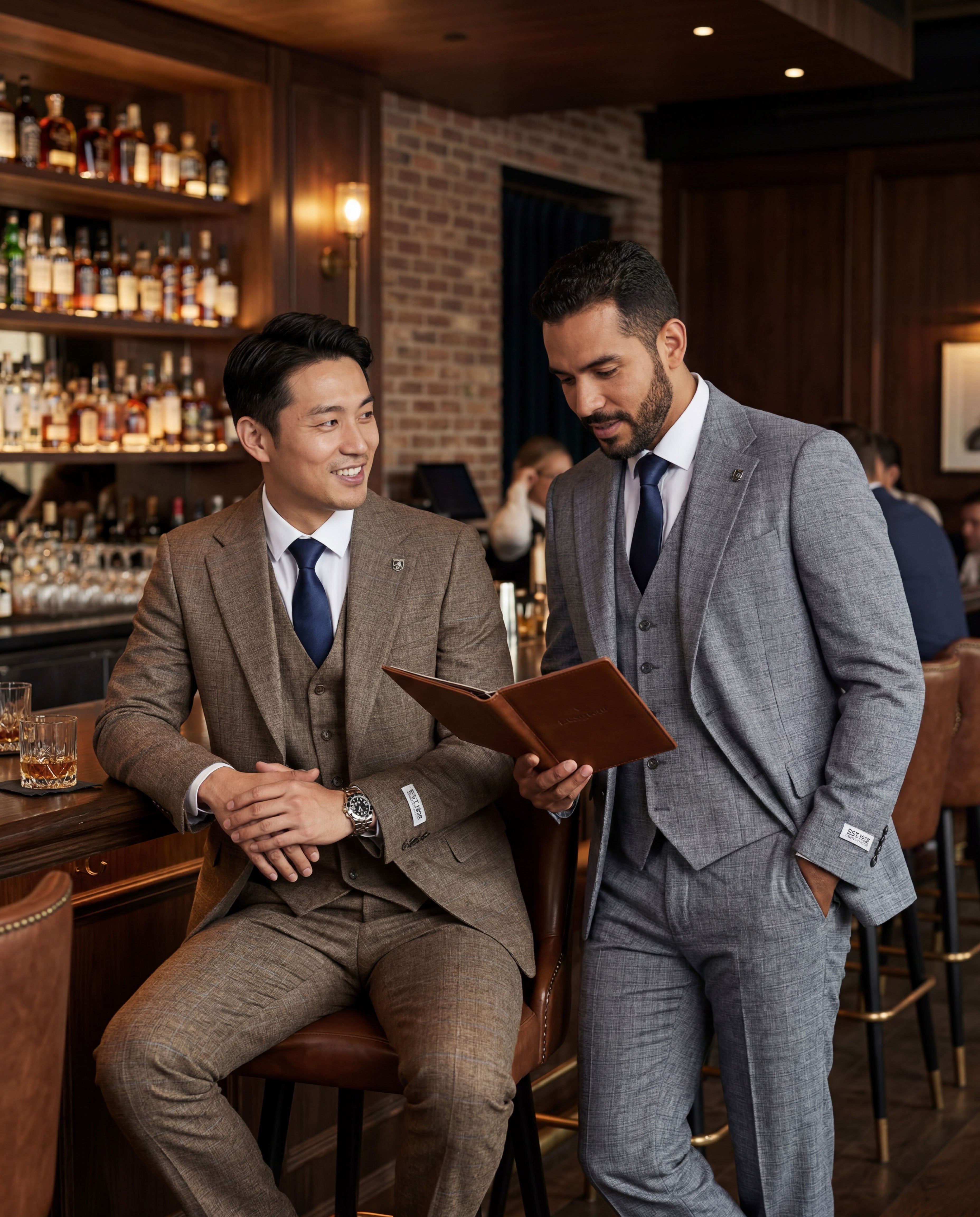 Traje sin mangas de corte híbrido Stacy Adams, gris a cuadros