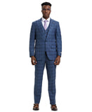 Stacy Adams Hybrid Fit Vested Suit, Windowpane Blue
