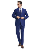 Stacy Adams Hybrid-Fit Vested Suit w/ U-Shaped Vest, Windowpane Royal Blue