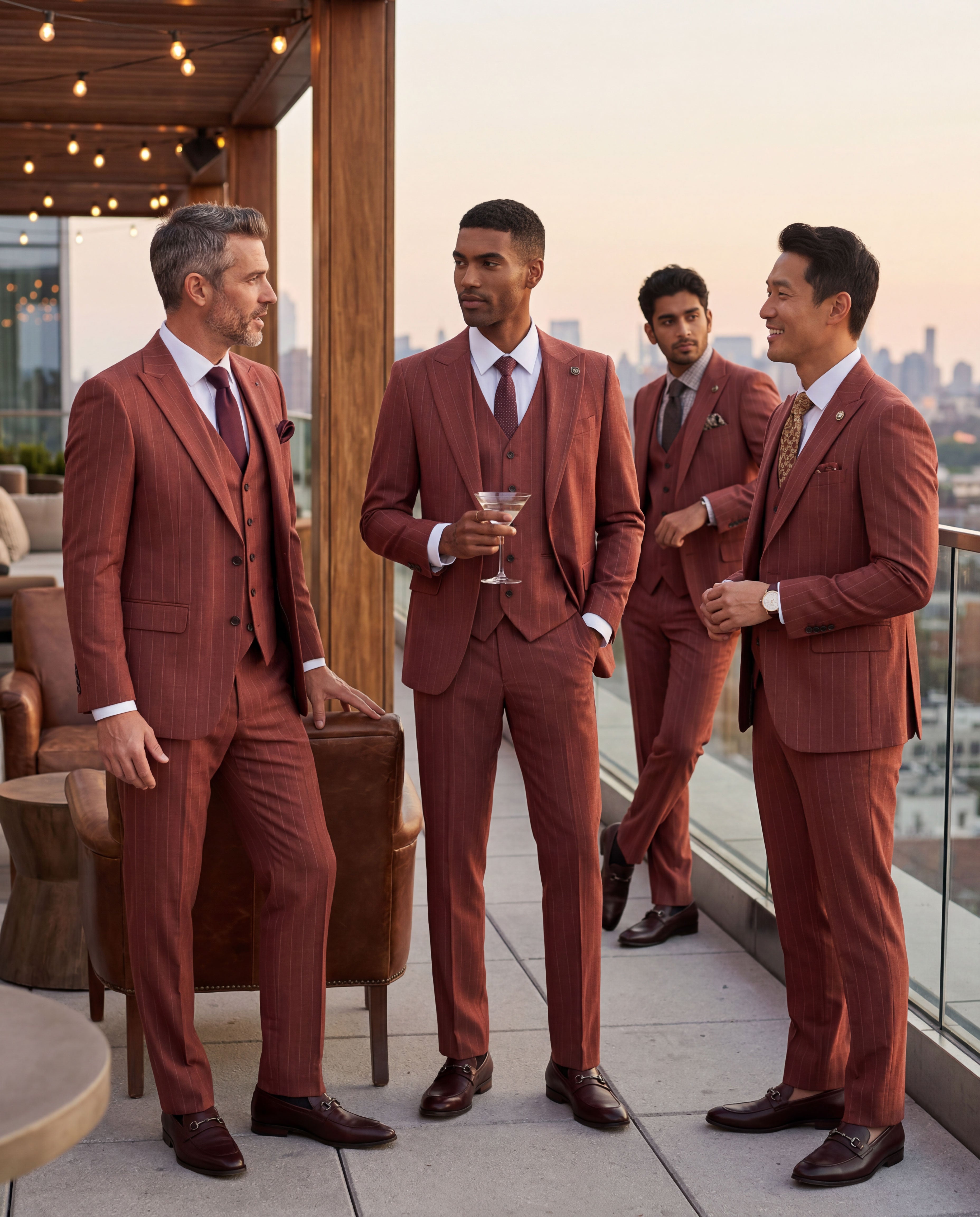 Men's Hybrid-Fit 3-Piece Classic Pinstripe Suit