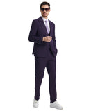 Stacy Adams Hybrid Fit U-Shaped Vested Suit, Purple