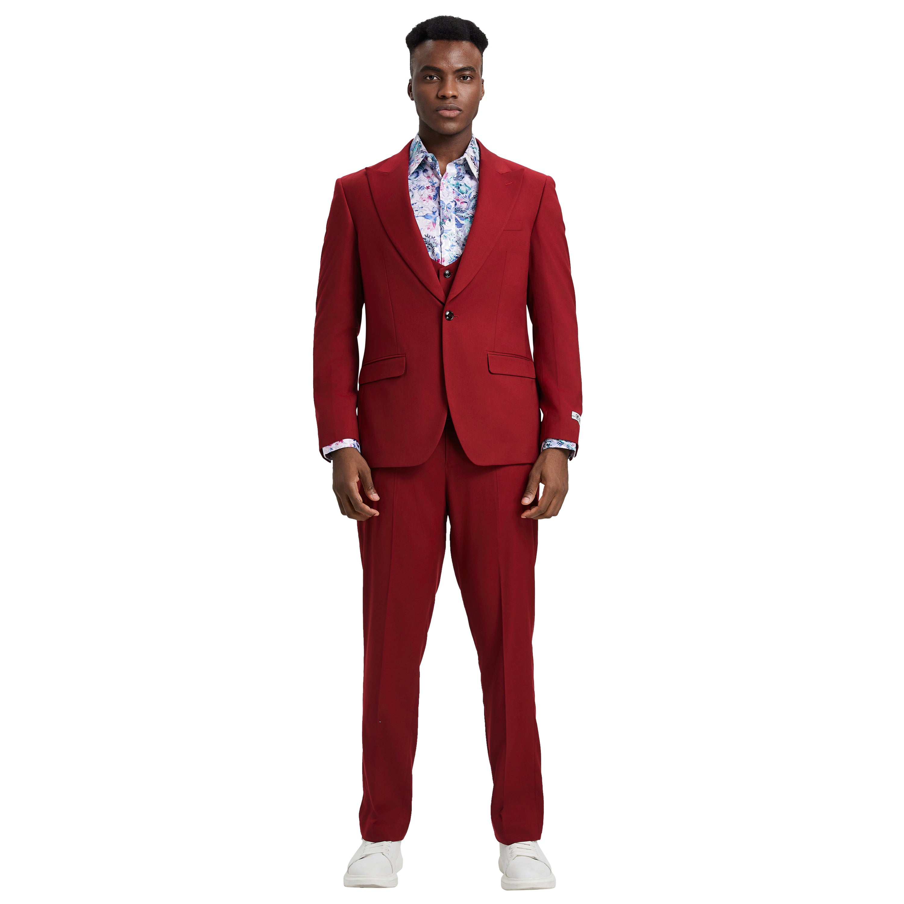 Men's Hybrid-Fit 3-Piece Solid Suit Set, Wide Peak Lapel