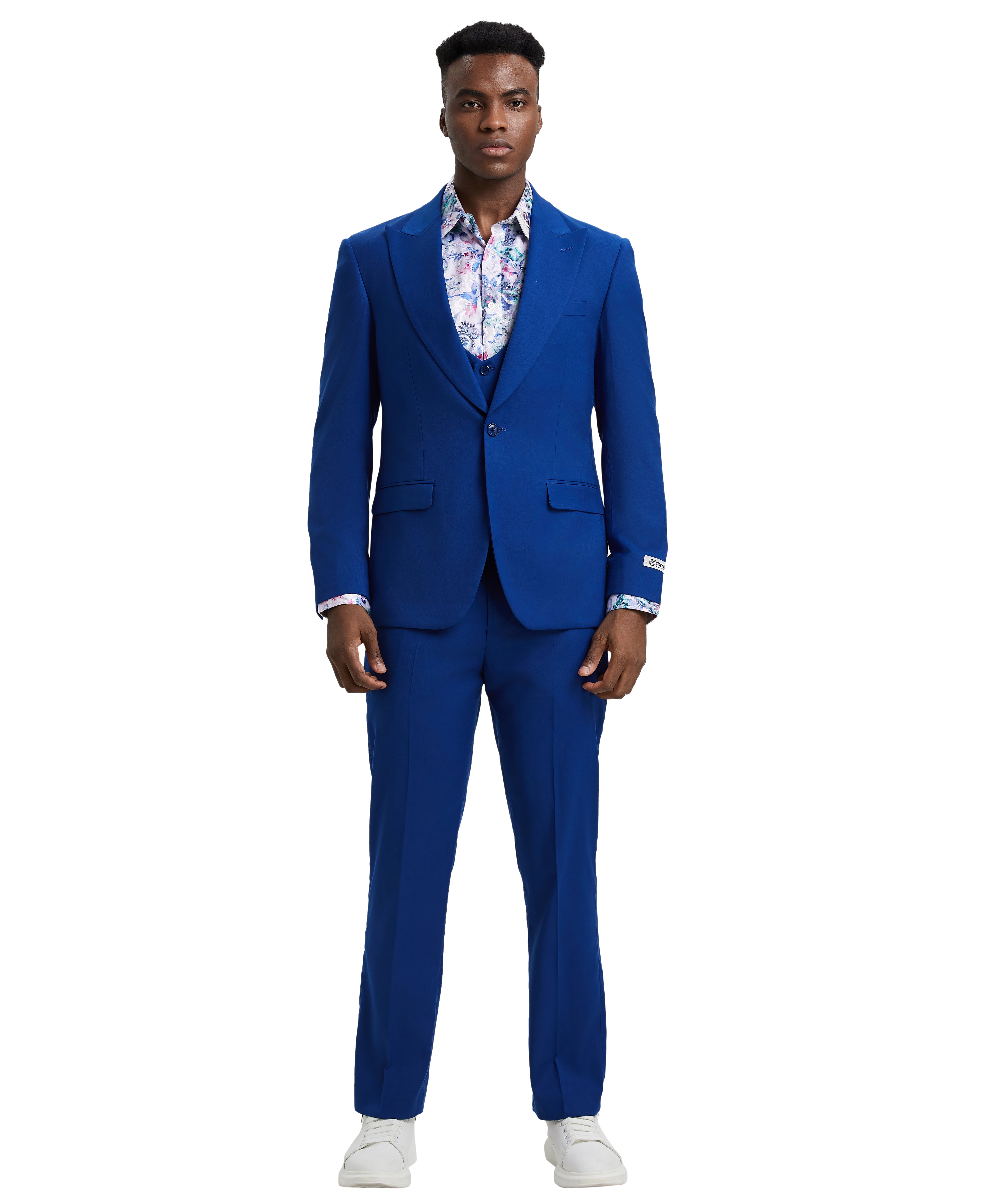 Stacy Adams Hybrid Fit U-Shaped Vested Suit, Cobalt Blue