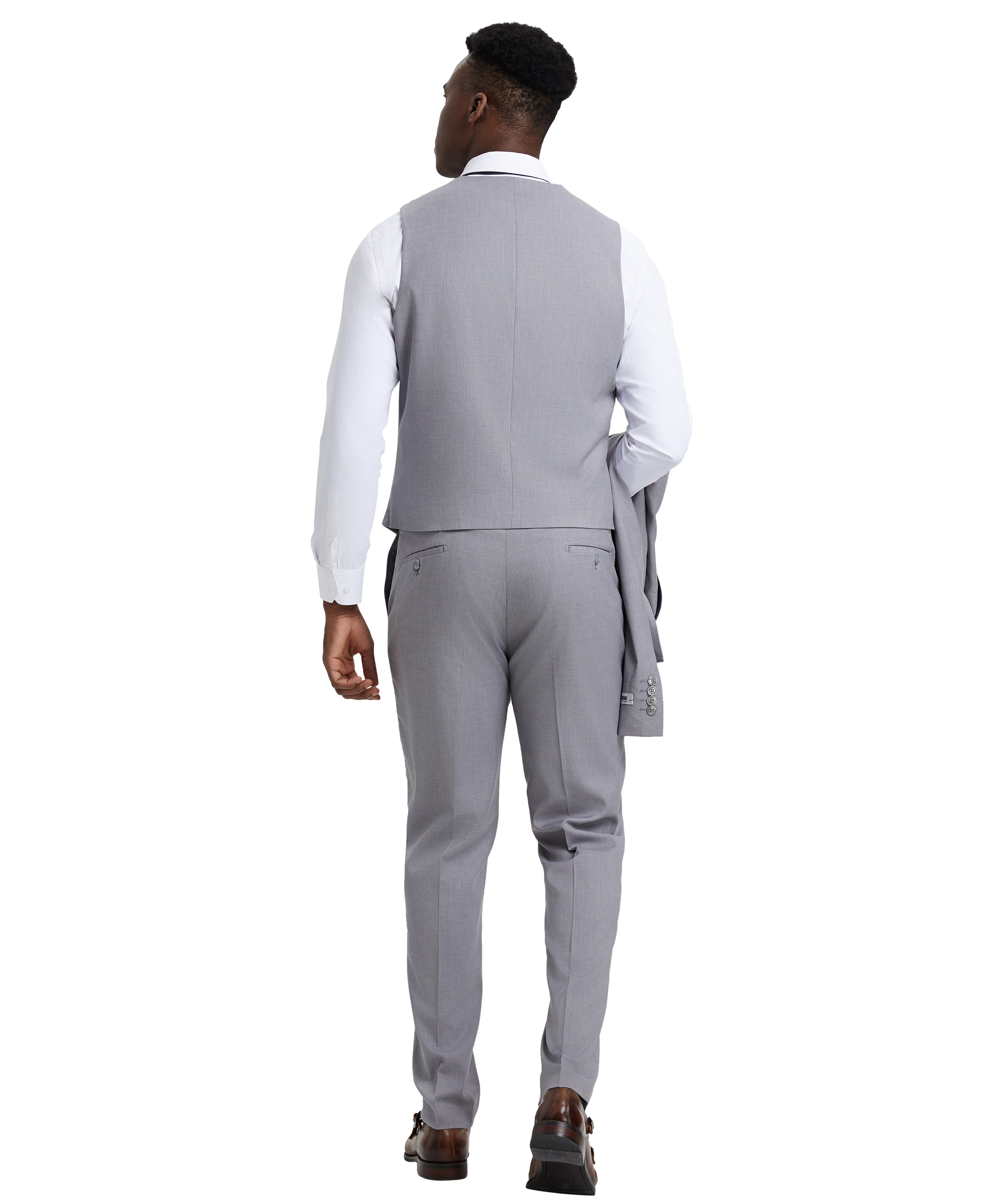 Stacy Adams Hybrid Fit U-Shaped Vested Suit, Grey