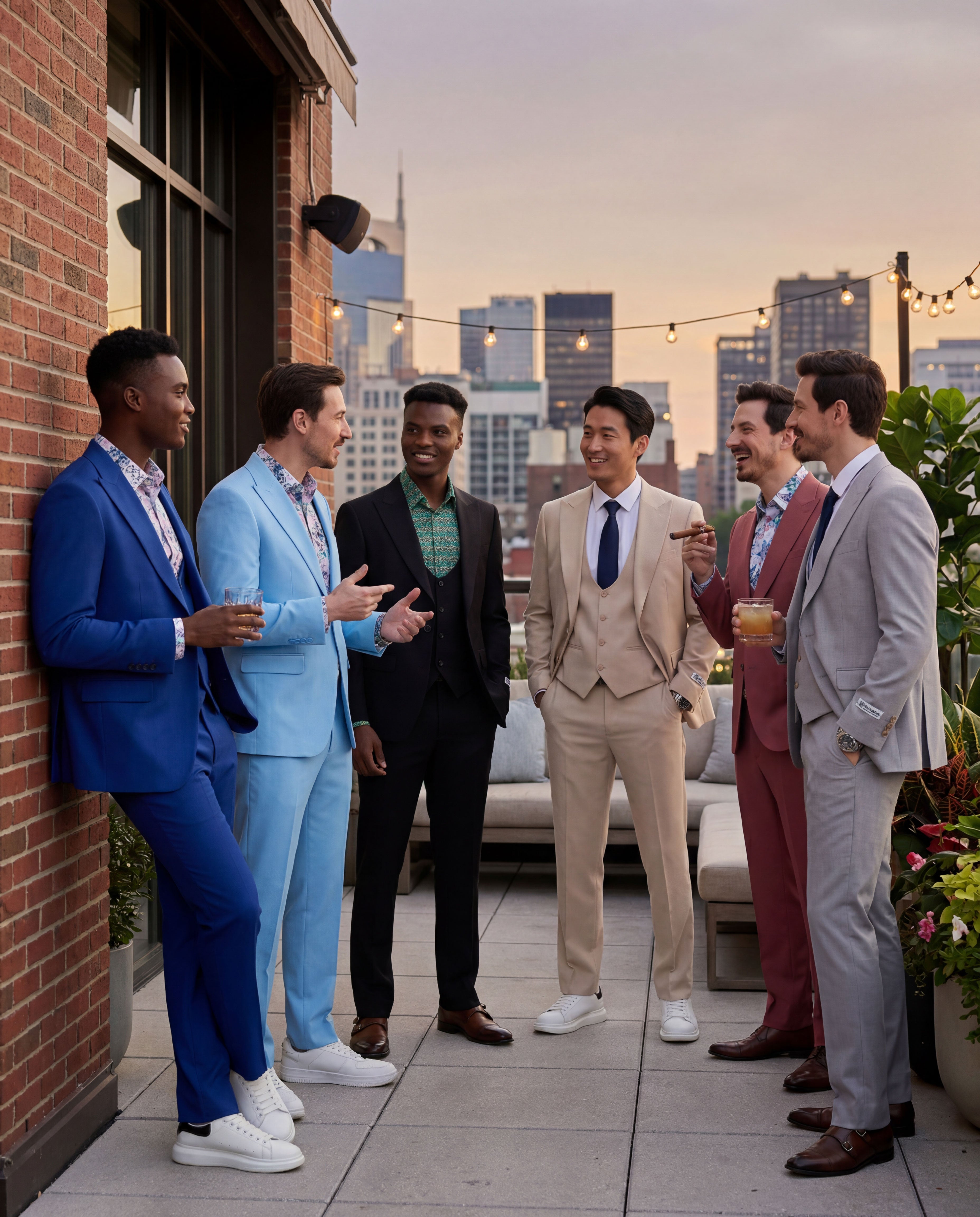 Men's Hybrid-Fit 3-Piece Solid Suit Set, Wide Peak Lapel